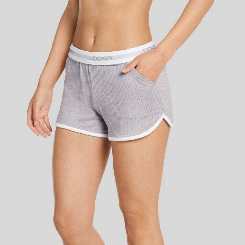 Jockey Generation Women's Retro Vibes Ribbed Pajama Shorts Gray Large NWOT